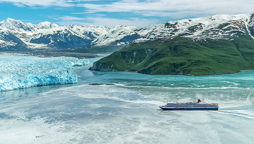 Cunard's Queen Elizabeth sailing to Hubbard Glacier in Alaska