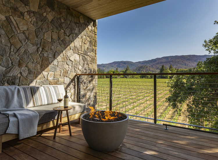 Alila Napa Valley Review Travel-Intel patio and Beringer vineyards