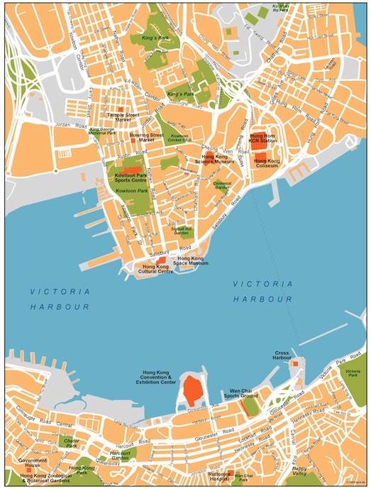 Map of Hong Kong and Kowloon