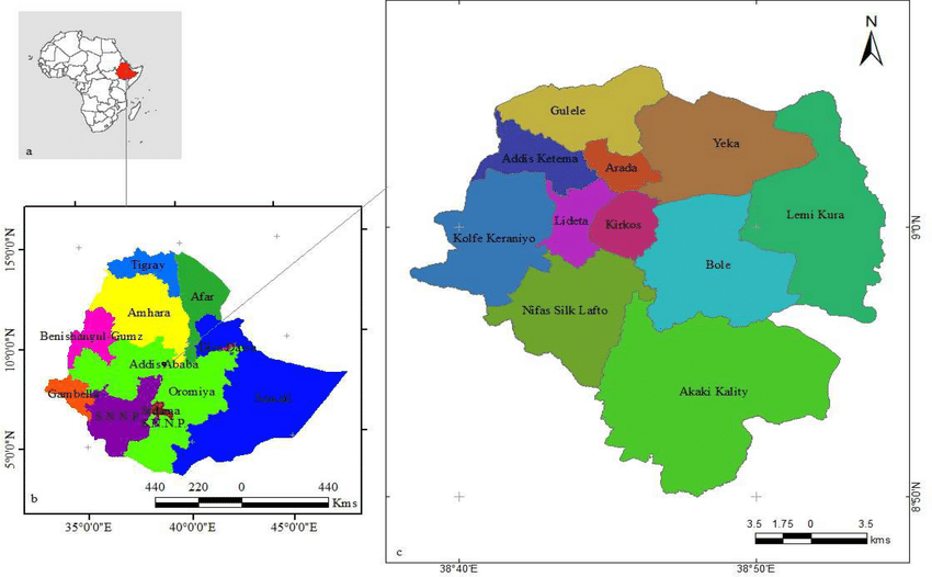 Map of Addis Abeba
