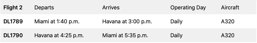 Flights to Cuba on Delta