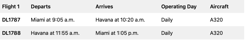 Flights to Cuba on Delta