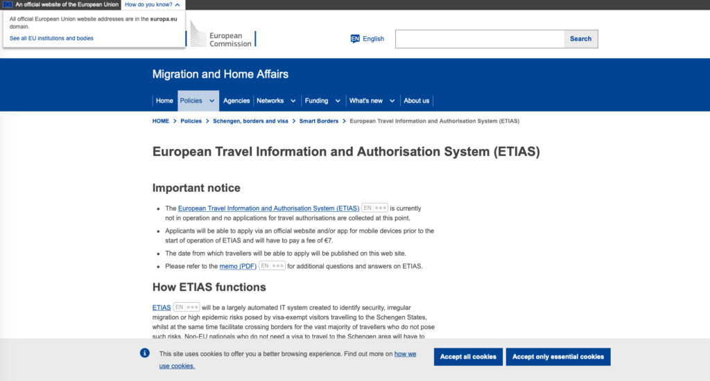 ETIAS EU official site